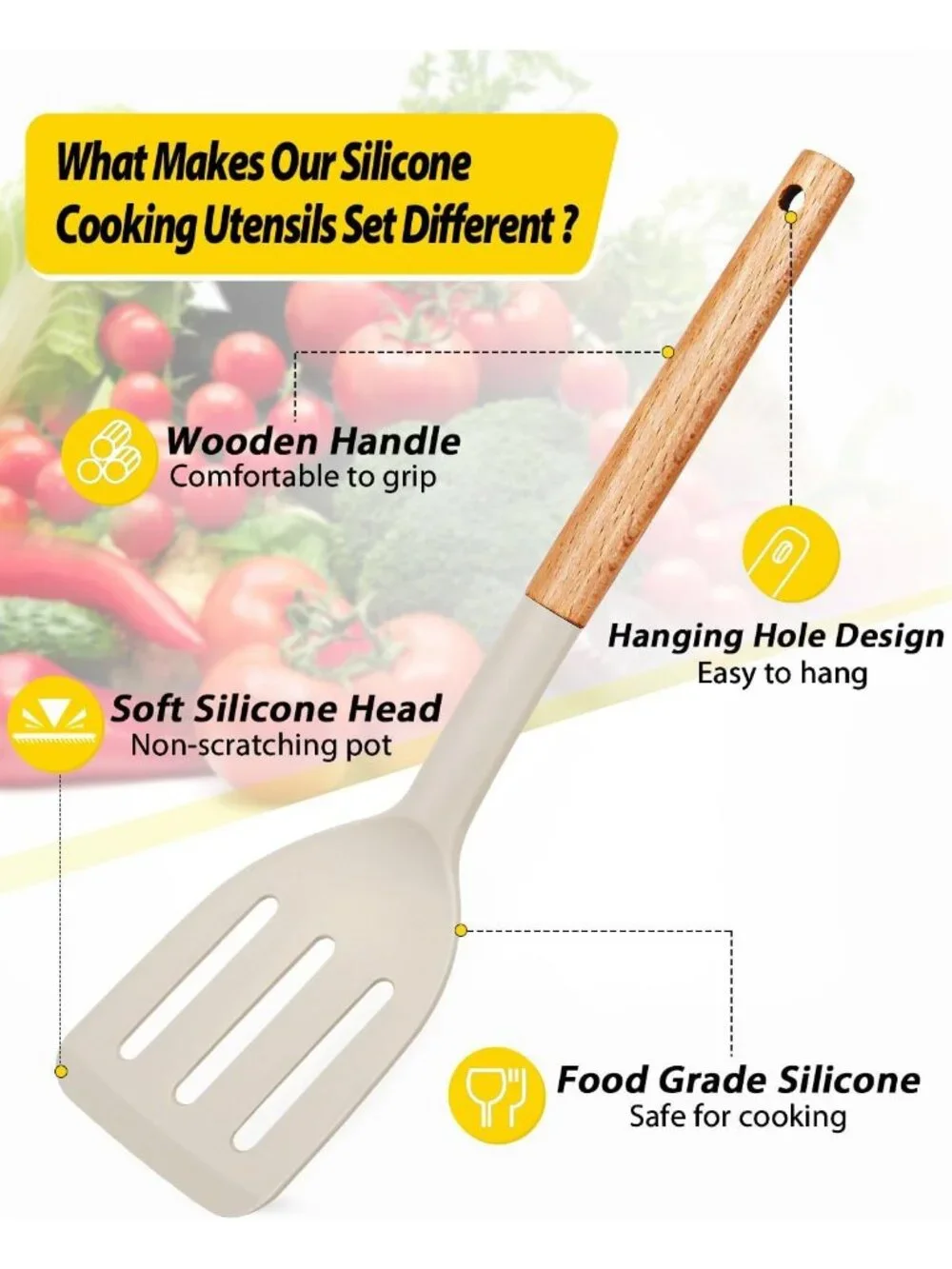 4-Piece Silicone Cooking Utensils Set - Non-Stick Spatulas & Heat-Resistant